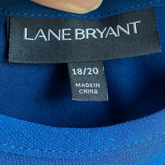 Lane Bryant Blue Chiffon sleeves Tie cuff ruched sides top sz 18/20 - Picture 2 of 12